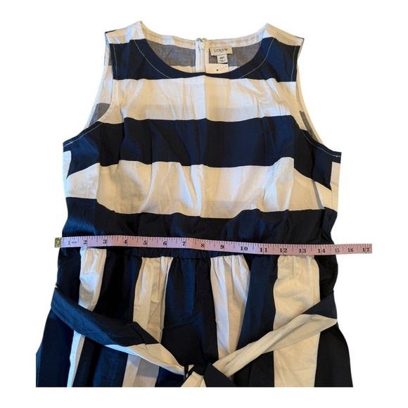 J. Crew **Navy Bold Stripe Poplin Midi Dress with Pocket Size 8P with No belt - Picture 6 of 14
